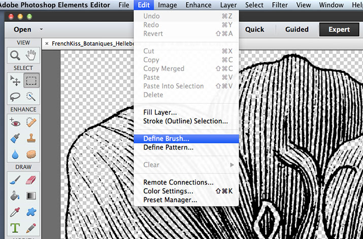 Define Brush from Edit menu.