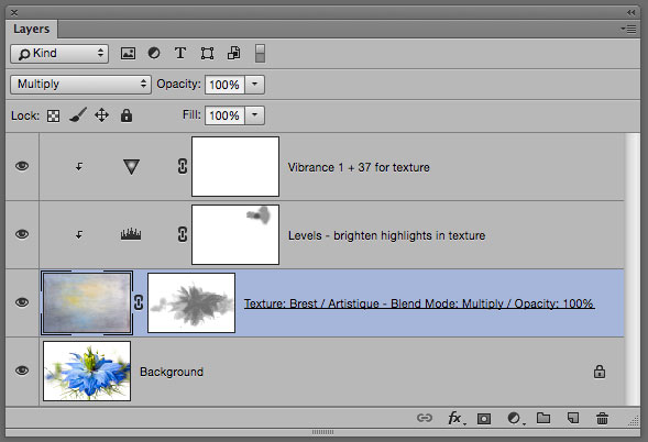 Photoshop Layer Panel showing texture